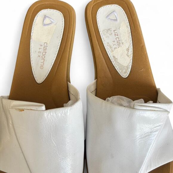 y2k 90's vintage Liz Claiborne White leather slide sandals size 8 - Picture 4 of 8